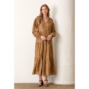 Elegant Brown Long Sleeve Dress
